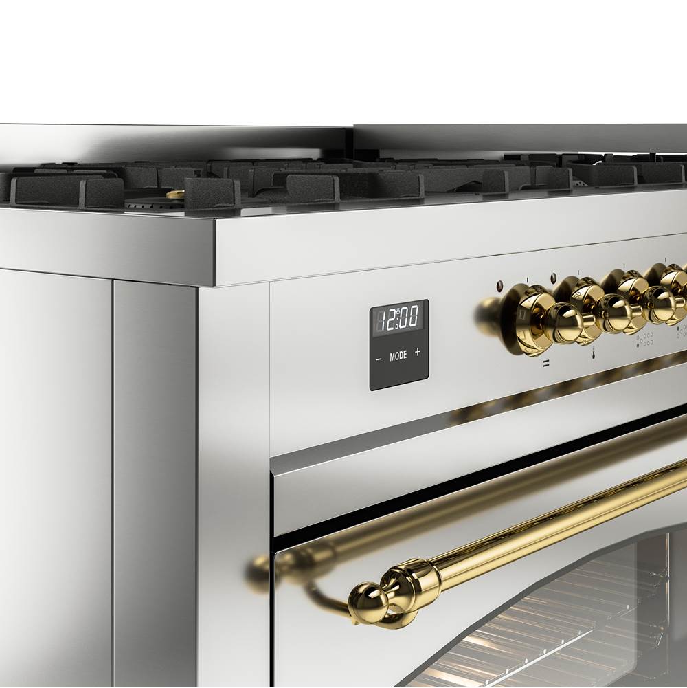 60'' Nostalgie II Series Freestanding Dual Fuel Range - Double Oven - Stainless Steel - Bronze trim - Griddle - Natural Gas