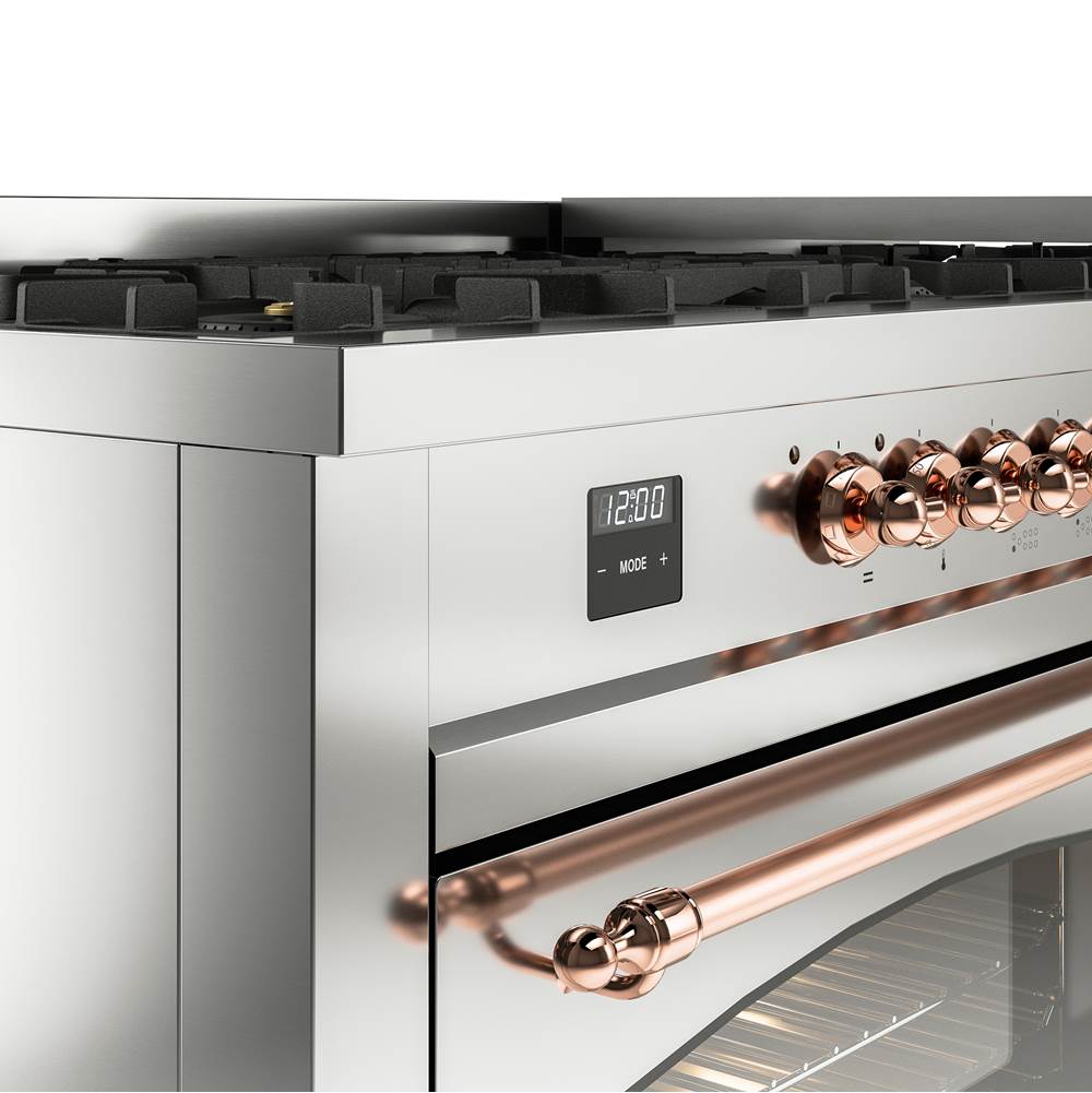 60'' Nostalgie II Series Freestanding Dual Fuel Range - Double Oven - Stainless Steel - Bronze trim - Griddle - Natural Gas