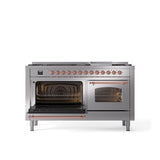 60'' Nostalgie II Series Freestanding Dual Fuel Range - Double Oven - Stainless Steel - Bronze trim - Griddle - Natural Gas