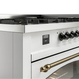 60'' Nostalgie II Series Freestanding Dual Fuel Range - Double Oven - White - Bronze trim - Griddle - Natural Gas