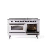 60'' Nostalgie II Series Freestanding Dual Fuel Range - Double Oven - White - Bronze trim - Griddle - Natural Gas