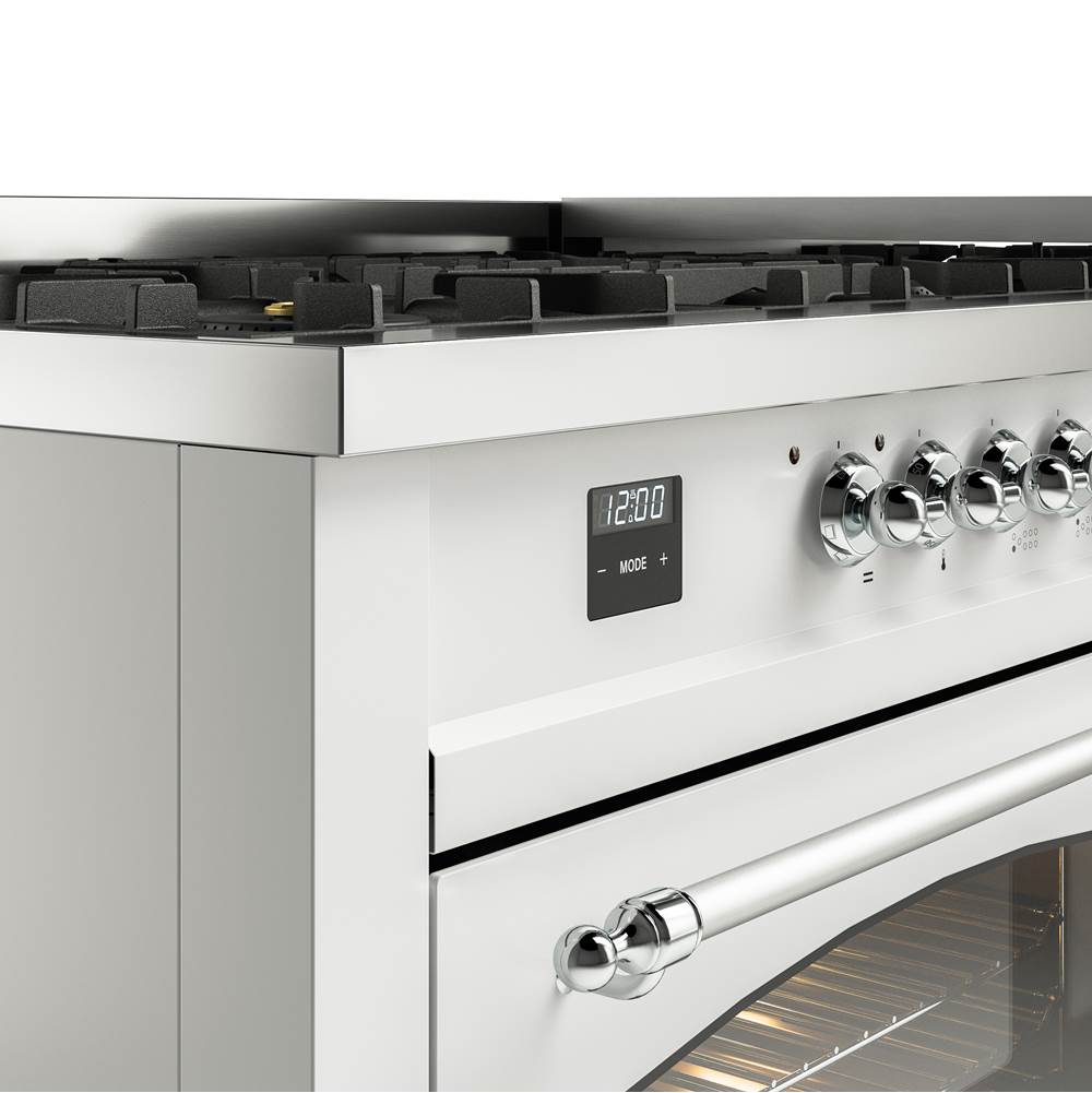 60'' Nostalgie II Series Freestanding Dual Fuel Range - Double Oven - White - Bronze trim - Griddle - Natural Gas