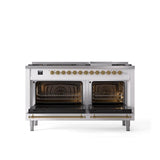 60'' Nostalgie II Series Freestanding Dual Fuel Range - Double Oven - White - Bronze trim - Griddle - Natural Gas