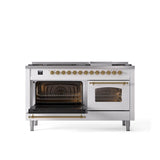 60'' Nostalgie II Series Freestanding Dual Fuel Range - Double Oven - White - Bronze trim - Griddle - Natural Gas
