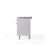 60'' Nostalgie II Series Freestanding Dual Fuel Range - Double Oven - White - Bronze trim - Griddle - Natural Gas