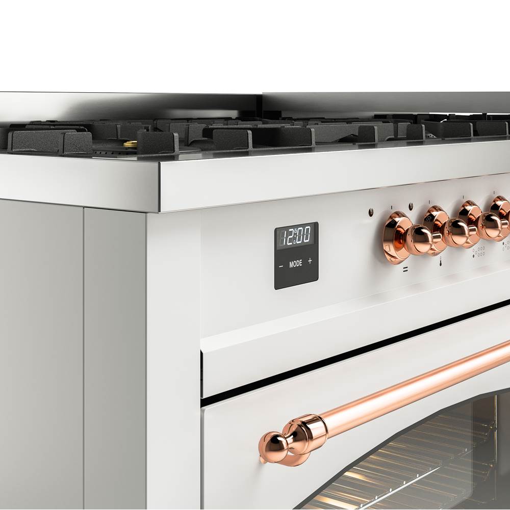 60'' Nostalgie II Series Freestanding Dual Fuel Range - Double Oven - White - Bronze trim - Griddle - Natural Gas