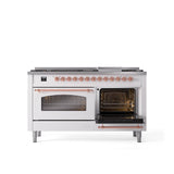 60'' Nostalgie II Series Freestanding Dual Fuel Range - Double Oven - White - Bronze trim - Griddle - Natural Gas