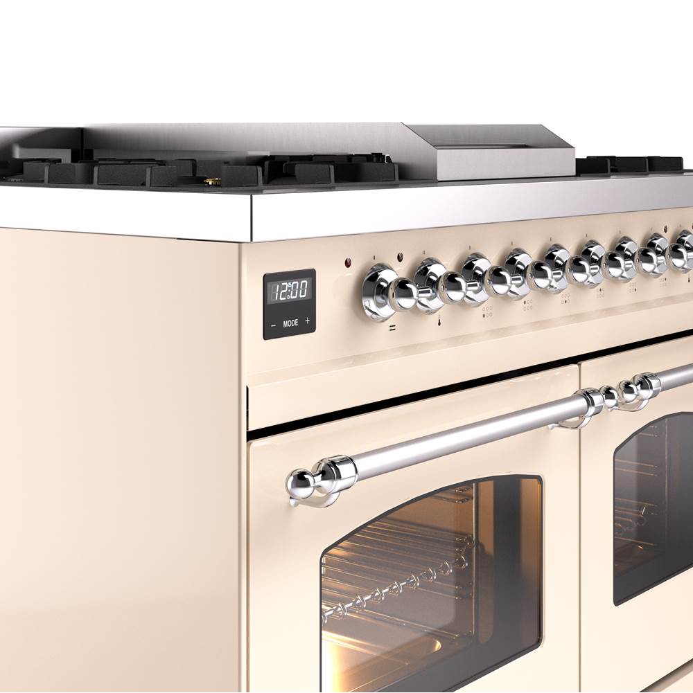 40'' Nostalgie II Series Freestanding Dual Fuel Range - Double Oven - Antique White - Bronze trim - Griddle - Natural Gas