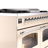 40'' Nostalgie II Series Freestanding Dual Fuel Range - Double Oven - Antique White - Bronze trim - Griddle - Natural Gas