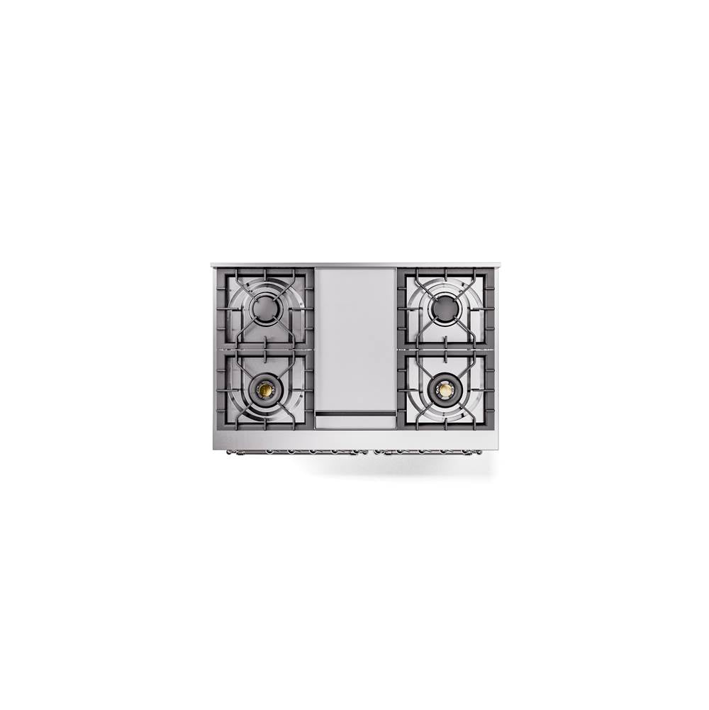 40'' Nostalgie II Series Freestanding Dual Fuel Range - Double Oven - Antique White - Bronze trim - Griddle - Natural Gas