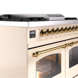 40'' Nostalgie II Series Freestanding Dual Fuel Range - Double Oven - Antique White - Bronze trim - Griddle - Natural Gas
