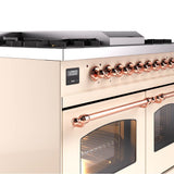 40'' Nostalgie II Series Freestanding Dual Fuel Range - Double Oven - Antique White - Bronze trim - Griddle - Natural Gas