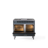 40'' Nostalgie II Series Freestanding Dual Fuel Range - Double Oven - Blue Grey - Bronze trim - Griddle - Natural Gas