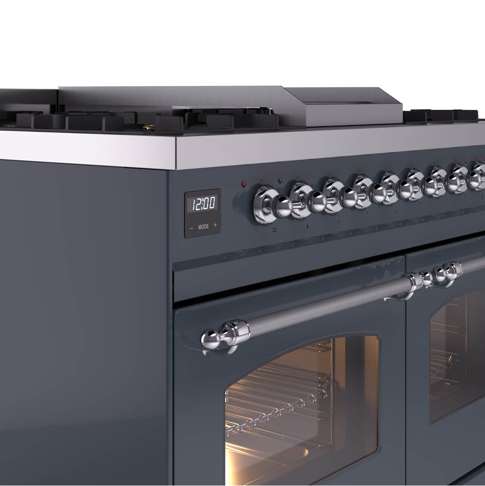 40'' Nostalgie II Series Freestanding Dual Fuel Range - Double Oven - Blue Grey - Bronze trim - Griddle - Natural Gas