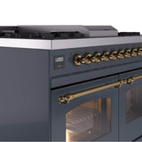 40'' Nostalgie II Series Freestanding Dual Fuel Range - Double Oven - Blue Grey - Bronze trim - Griddle - Natural Gas