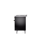 40'' Nostalgie II Series Freestanding Dual Fuel Range - Double Oven - Glossy Black - Bronze trim - Griddle - Natural Gas