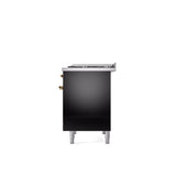 40'' Nostalgie II Series Freestanding Dual Fuel Range - Double Oven - Glossy Black - Bronze trim - Griddle - Natural Gas