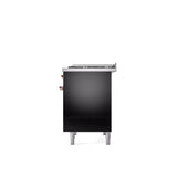 40'' Nostalgie II Series Freestanding Dual Fuel Range - Double Oven - Glossy Black - Bronze trim - Griddle - Natural Gas