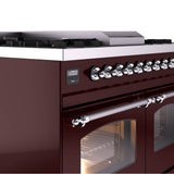 40'' Nostalgie II Series Freestanding Dual Fuel Range - Double Oven - Burgundy - Bronze trim - Griddle - Natural Gas