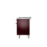40'' Nostalgie II Series Freestanding Dual Fuel Range - Double Oven - Burgundy - Bronze trim - Griddle - Natural Gas