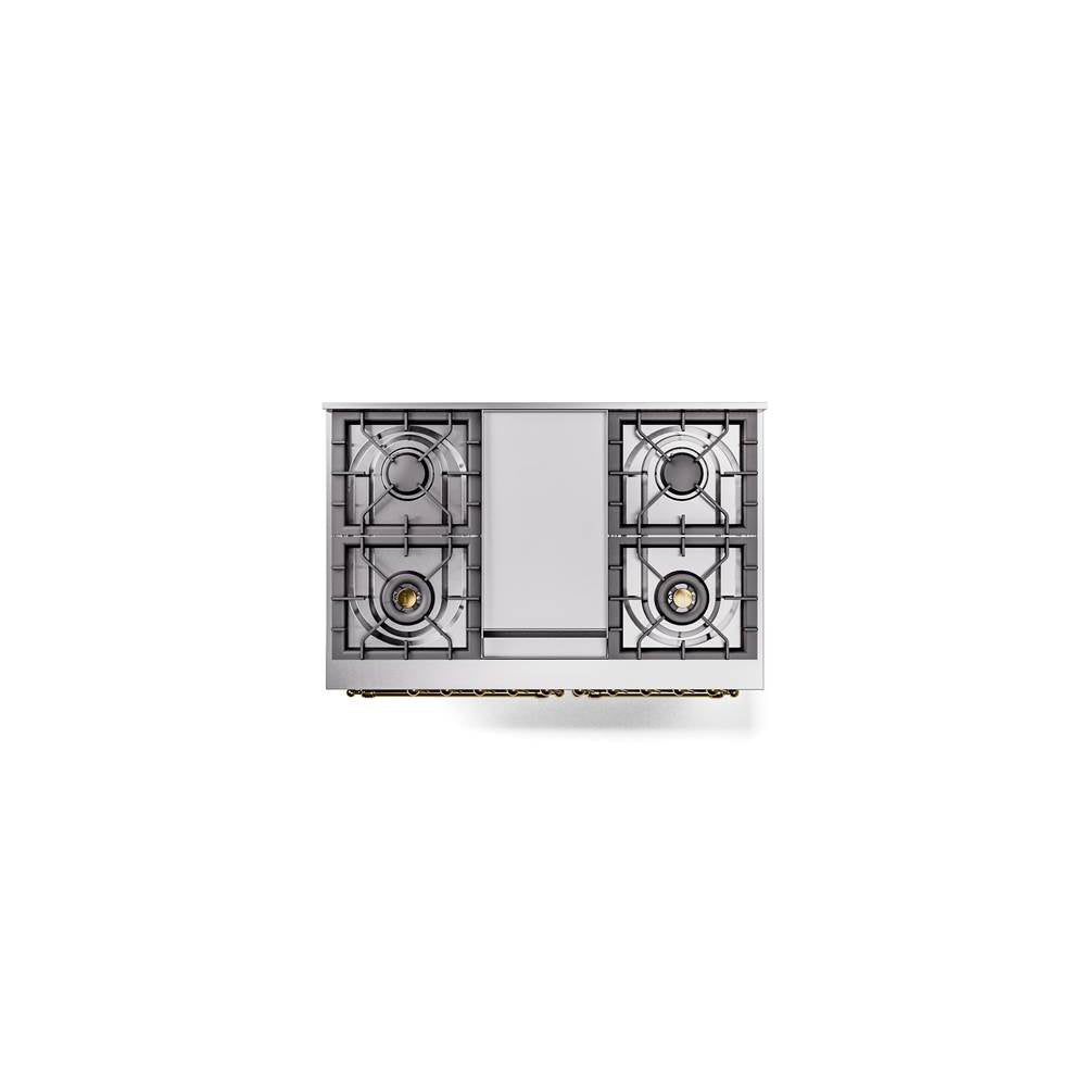 40'' Nostalgie II Series Freestanding Dual Fuel Range - Double Oven - Burgundy - Bronze trim - Griddle - Natural Gas