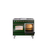 40'' Nostalgie II Series Freestanding Dual Fuel Range - Double Oven - Emerald Green - Bronze trim - Griddle - Natural Gas