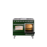 40'' Nostalgie II Series Freestanding Dual Fuel Range - Double Oven - Emerald Green - Bronze trim - Griddle - Natural Gas