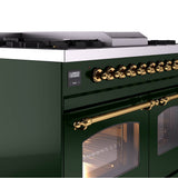 40'' Nostalgie II Series Freestanding Dual Fuel Range - Double Oven - Emerald Green - Bronze trim - Griddle - Natural Gas