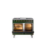 40'' Nostalgie II Series Freestanding Dual Fuel Range - Double Oven - Emerald Green - Bronze trim - Griddle - Natural Gas