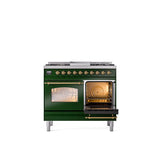 40'' Nostalgie II Series Freestanding Dual Fuel Range - Double Oven - Emerald Green - Bronze trim - Griddle - Natural Gas