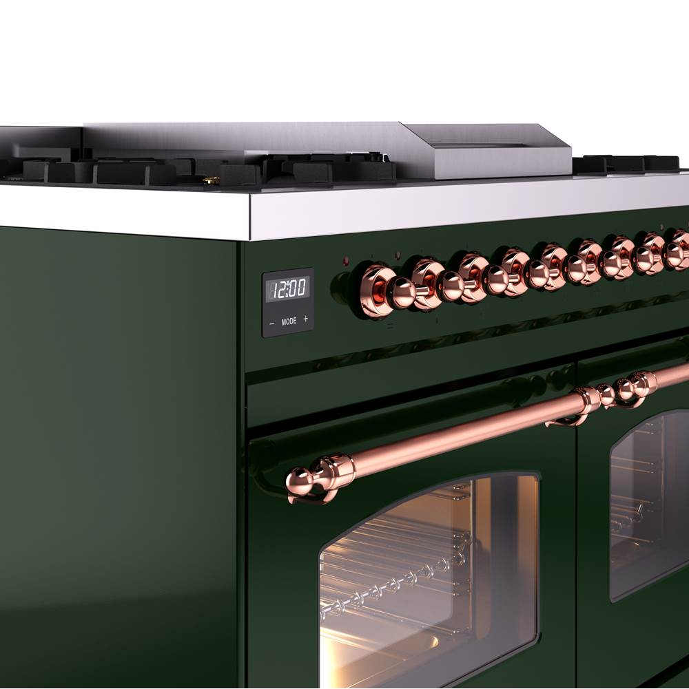 40'' Nostalgie II Series Freestanding Dual Fuel Range - Double Oven - Emerald Green - Bronze trim - Griddle - Natural Gas
