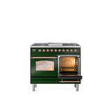 40'' Nostalgie II Series Freestanding Dual Fuel Range - Double Oven - Emerald Green - Bronze trim - Griddle - Natural Gas