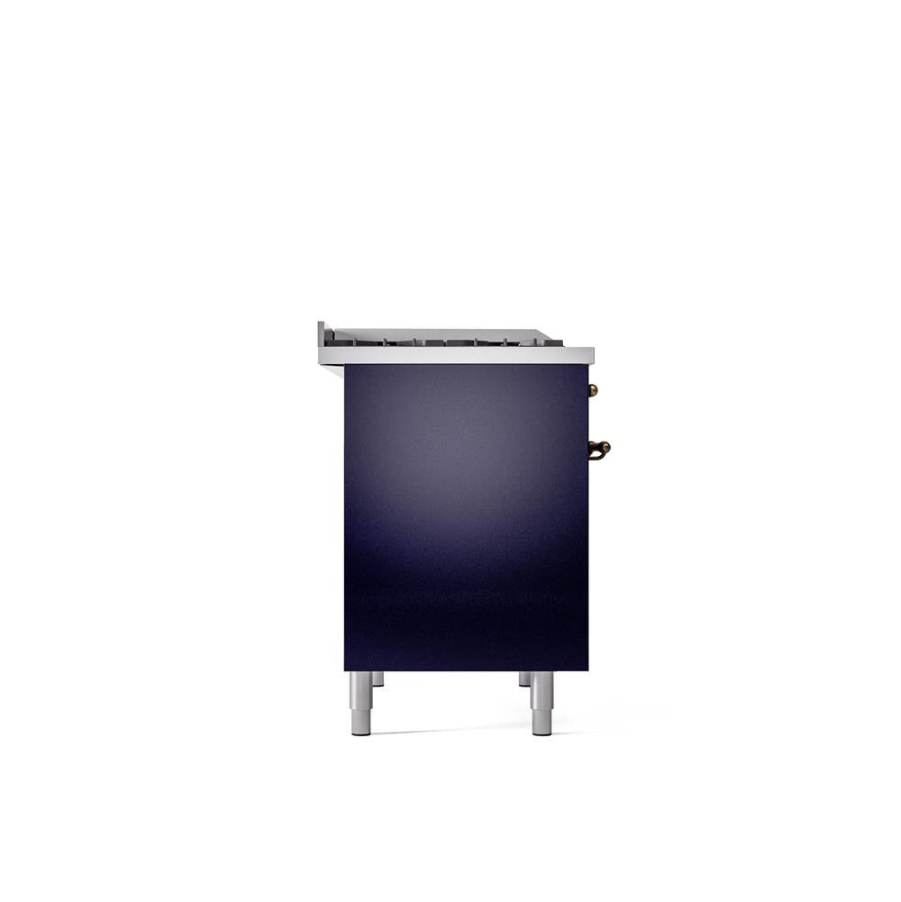 40'' Nostalgie II Series Freestanding Dual Fuel Range - Double Oven - Midnight Blue - Bronze trim - Griddle - Natural Gas