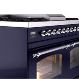 40'' Nostalgie II Series Freestanding Dual Fuel Range - Double Oven - Midnight Blue - Bronze trim - Griddle - Natural Gas