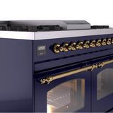 40'' Nostalgie II Series Freestanding Dual Fuel Range - Double Oven - Midnight Blue - Bronze trim - Griddle - Natural Gas