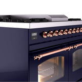 40'' Nostalgie II Series Freestanding Dual Fuel Range - Double Oven - Midnight Blue - Bronze trim - Griddle - Natural Gas