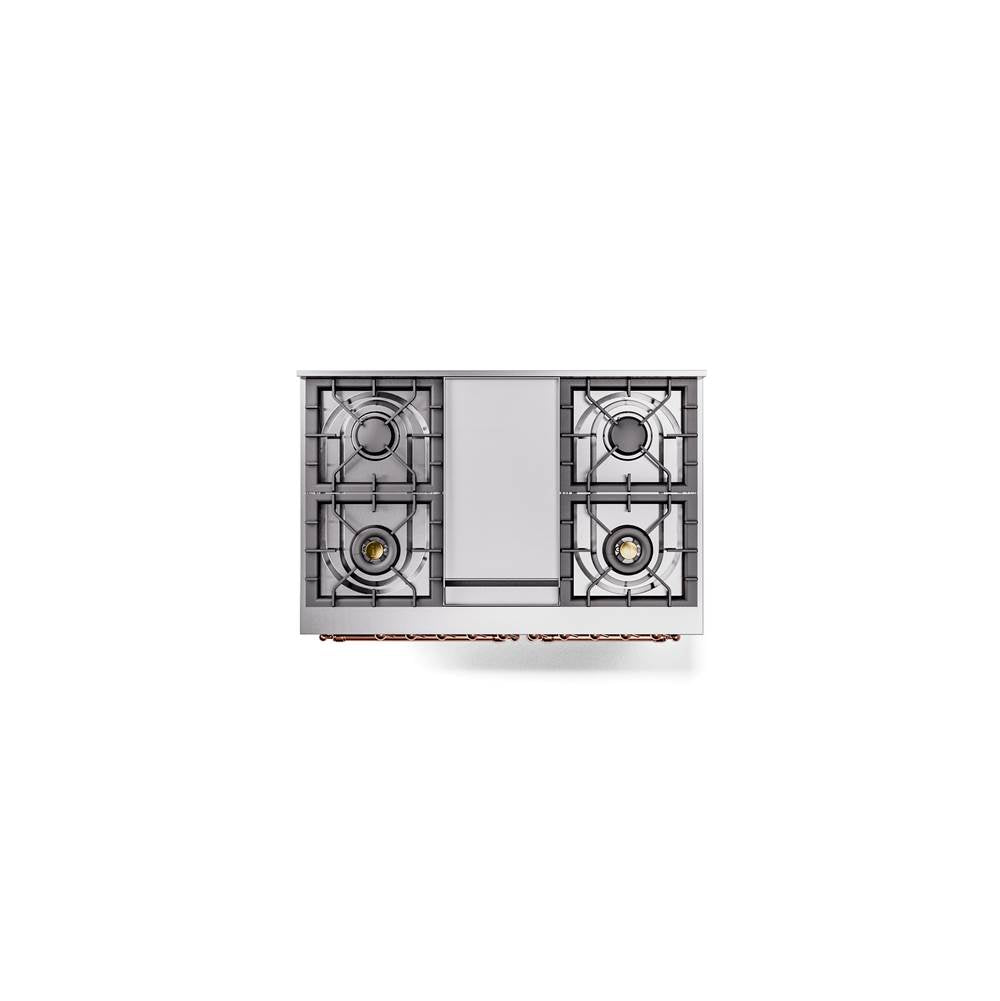 40'' Nostalgie II Series Freestanding Dual Fuel Range - Double Oven - Midnight Blue - Bronze trim - Griddle - Natural Gas