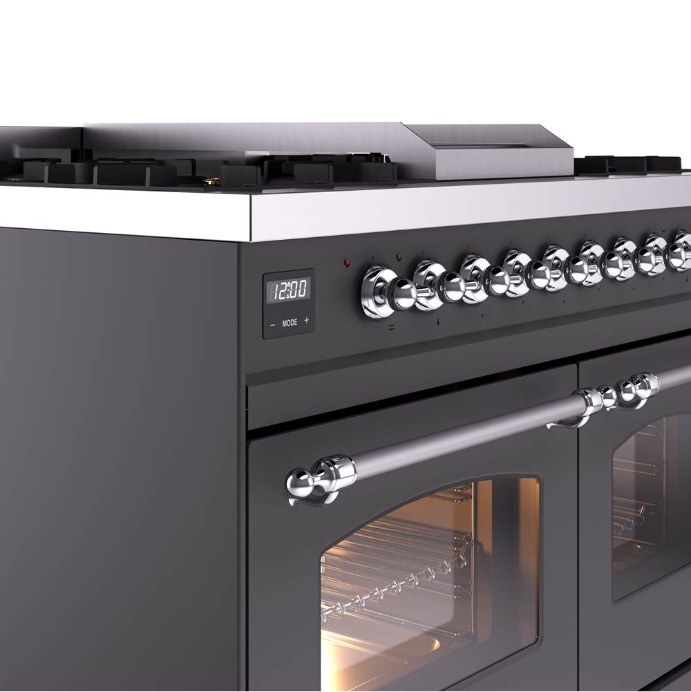 40'' Nostalgie II Series Freestanding Dual Fuel Range - Double Oven - Matte Graphite - Bronze trim - Griddle - Natural Gas