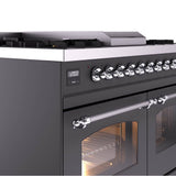 40'' Nostalgie II Series Freestanding Dual Fuel Range - Double Oven - Matte Graphite - Bronze trim - Griddle - Natural Gas