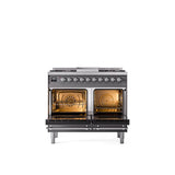 40'' Nostalgie II Series Freestanding Dual Fuel Range - Double Oven - Matte Graphite - Bronze trim - Griddle - Natural Gas