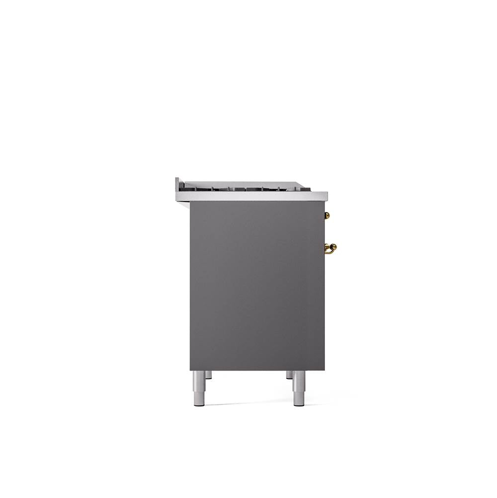 40'' Nostalgie II Series Freestanding Dual Fuel Range - Double Oven - Matte Graphite - Bronze trim - Griddle - Natural Gas