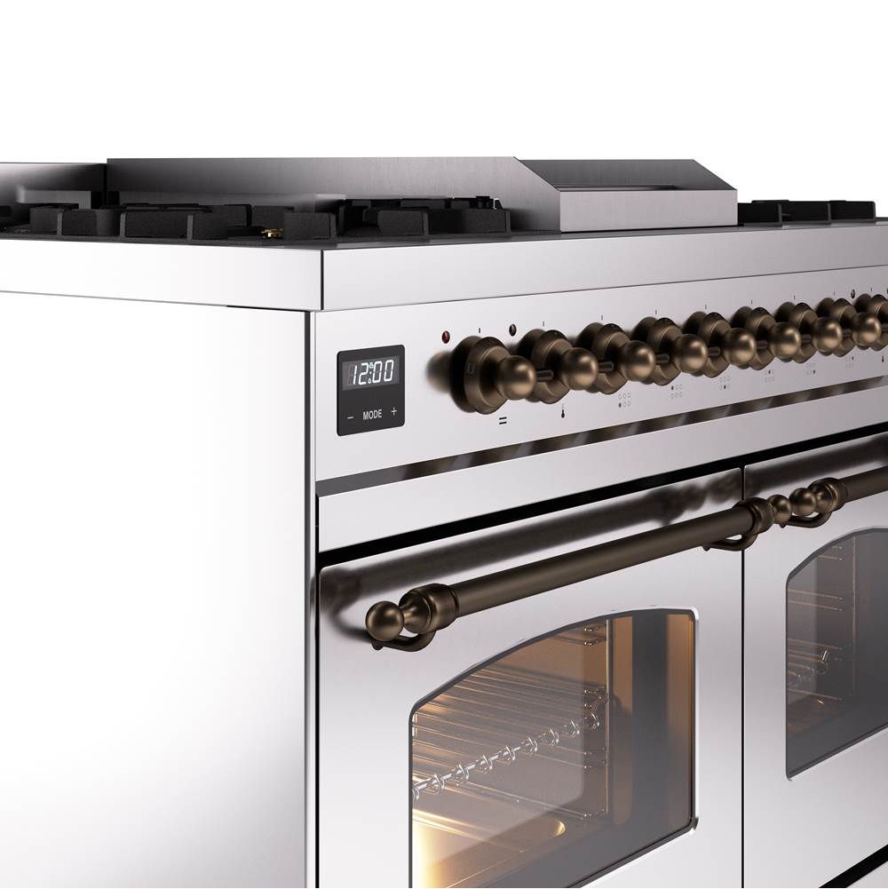 40'' Nostalgie II Series Freestanding Dual Fuel Range - Double Oven - Stainless Steel - Bronze trim - Griddle - Natural Gas