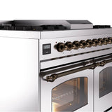 40'' Nostalgie II Series Freestanding Dual Fuel Range - Double Oven - Stainless Steel - Bronze trim - Griddle - Natural Gas
