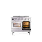 40'' Nostalgie II Series Freestanding Dual Fuel Range - Double Oven - Stainless Steel - Bronze trim - Griddle - Natural Gas