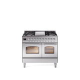 40'' Nostalgie II Series Freestanding Dual Fuel Range - Double Oven - Stainless Steel - Bronze trim - Griddle - Natural Gas