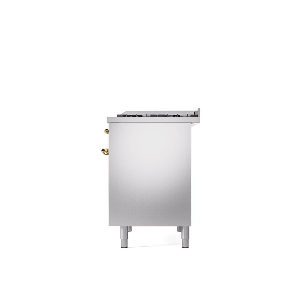 40'' Nostalgie II Series Freestanding Dual Fuel Range - Double Oven - Stainless Steel - Bronze trim - Griddle - Natural Gas