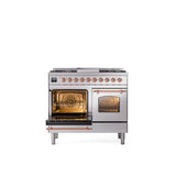 40'' Nostalgie II Series Freestanding Dual Fuel Range - Double Oven - Stainless Steel - Bronze trim - Griddle - Natural Gas