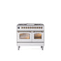 ILVE - 40'' Nostalgie II Series Freestanding Dual Fuel Range - Double Oven - White - Bronze trim - Griddle - Natural Gas - Bronze