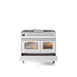 40'' Nostalgie II Series Freestanding Dual Fuel Range - Double Oven - White - Bronze trim - Griddle - Natural Gas