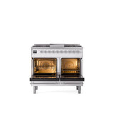 40'' Nostalgie II Series Freestanding Dual Fuel Range - Double Oven - White - Bronze trim - Griddle - Natural Gas
